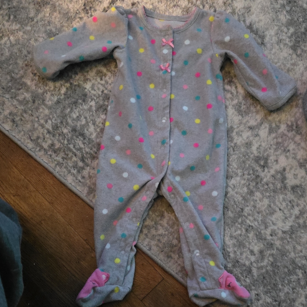 Child of Mine Gray Footie with Colorful Dots